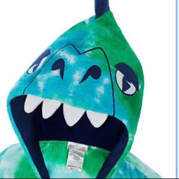 Saint Eve Kids' Beach Cover Up, Dino Green Tye Dye Small 7/8 - Picture 5 of 6